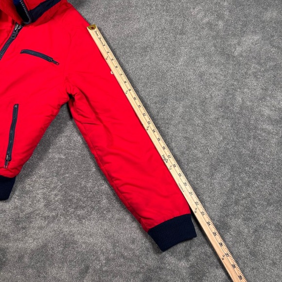Vintage CB Sports Ski Jacket 80s Red Blue Cropped Bomber Mens XS/S Zip Up Puffer - Picture 15 of 15